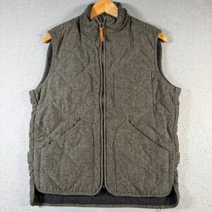 J Crew Sussex Quilted Vest Mens Size S Gray Puffer Zip Up Outerwear EUC